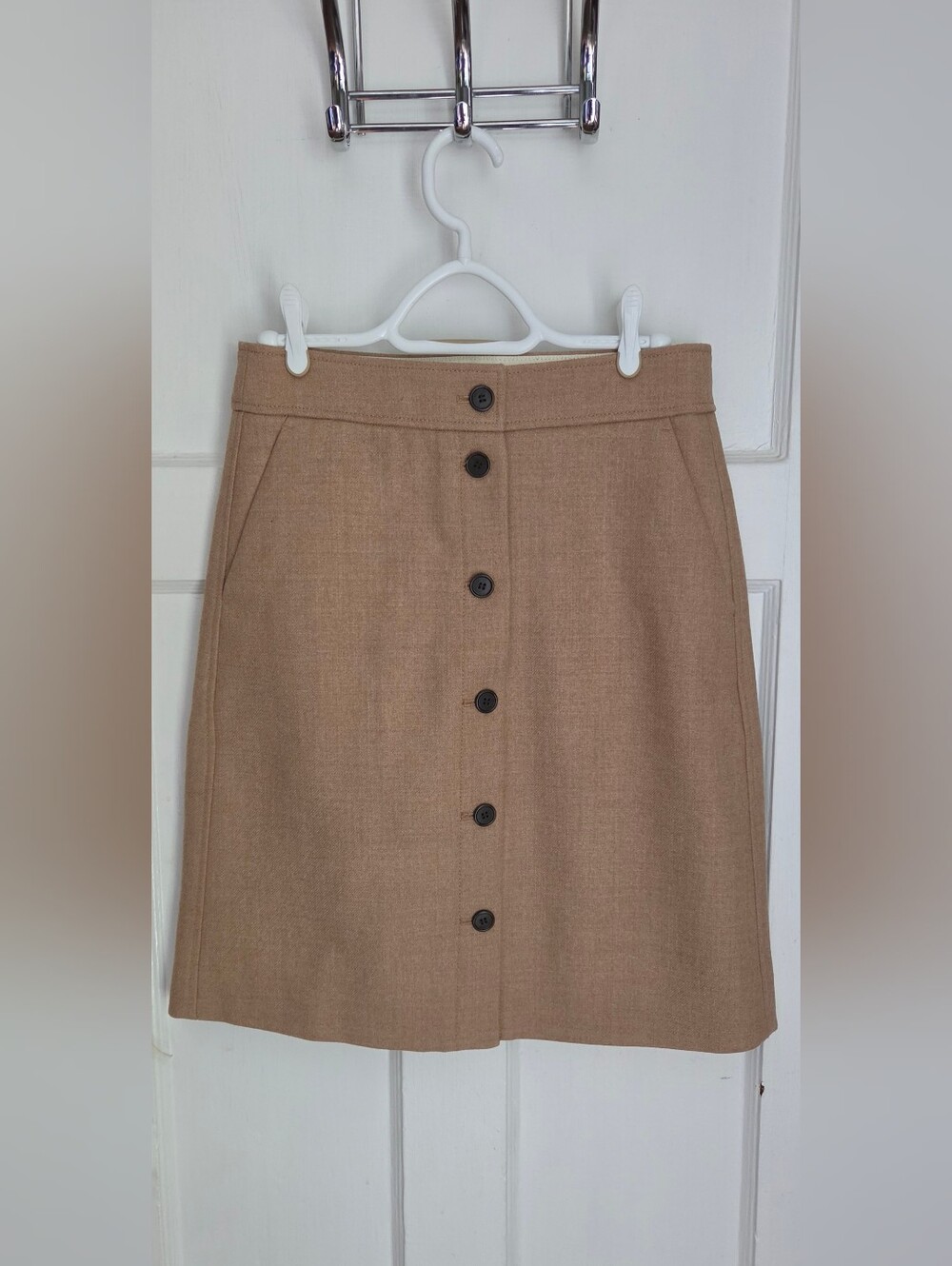 J. Crew Button-Front Wool Tan Women's Skirt